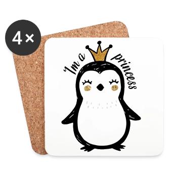 Cute Penguin Queen Design - Coasters (set of 4) - white - Front