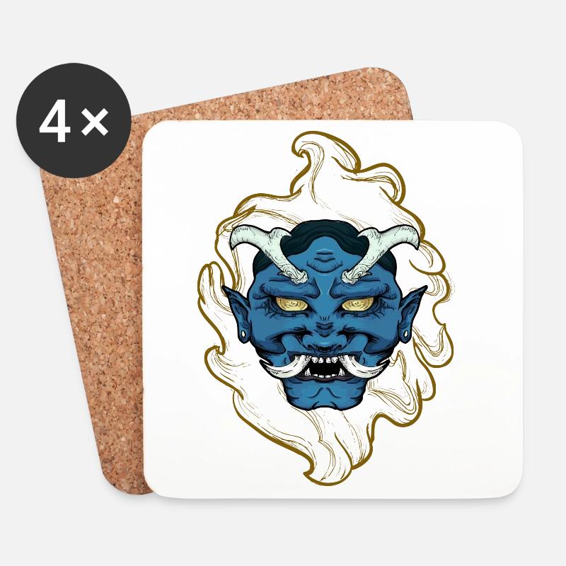 Japan Demon - blau - Untersetzer (4er-Set) - Weiß