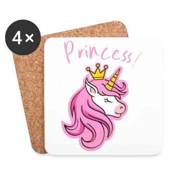 Majestueuse couronne de licorne imprimée - Dessous de verre (lot de 4) - blanc - Devant