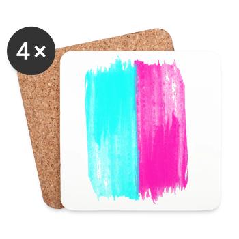 Pink And Turquoise Trend Colors Acrylic Paint - Coasters (set of 4) - white - Front