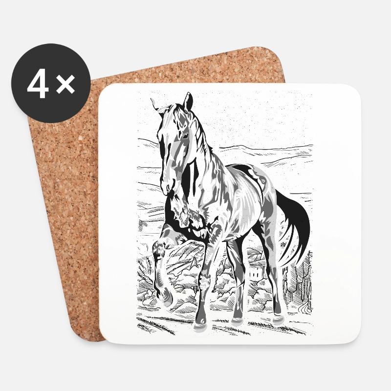 Reiten - Reiter - Reitschule - Schönes Pferd - Untersetzer (4er-Set) - Weiß