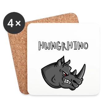 HUNGRHINO le rhino-rhino affamé - Dessous de verre (lot de 4) - blanc - Devant
