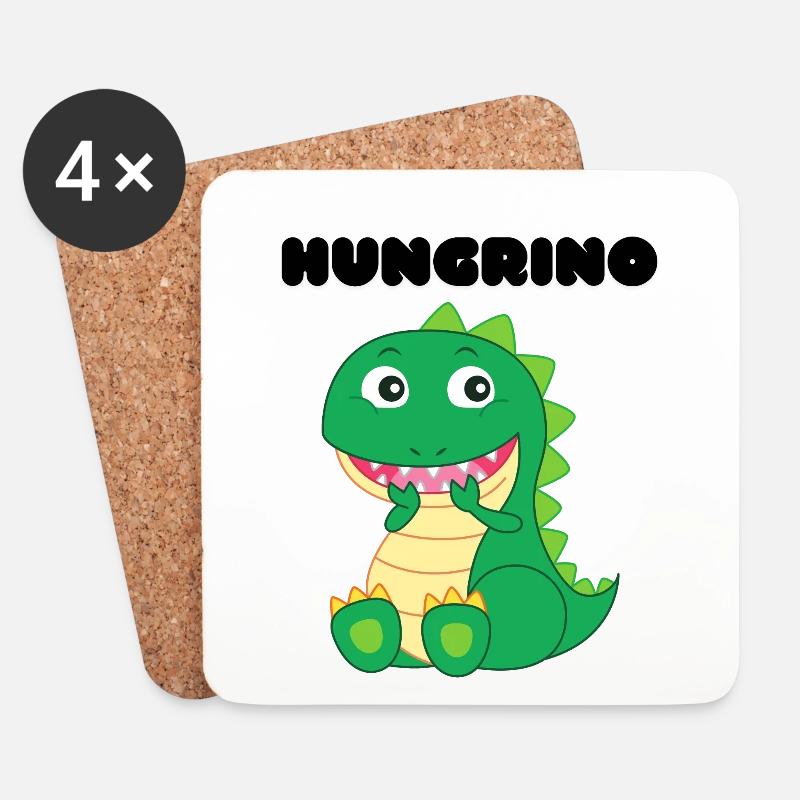 HUNGRINO der hungrige Dinosaurier - Untersetzer (4er-Set) - Weiß
