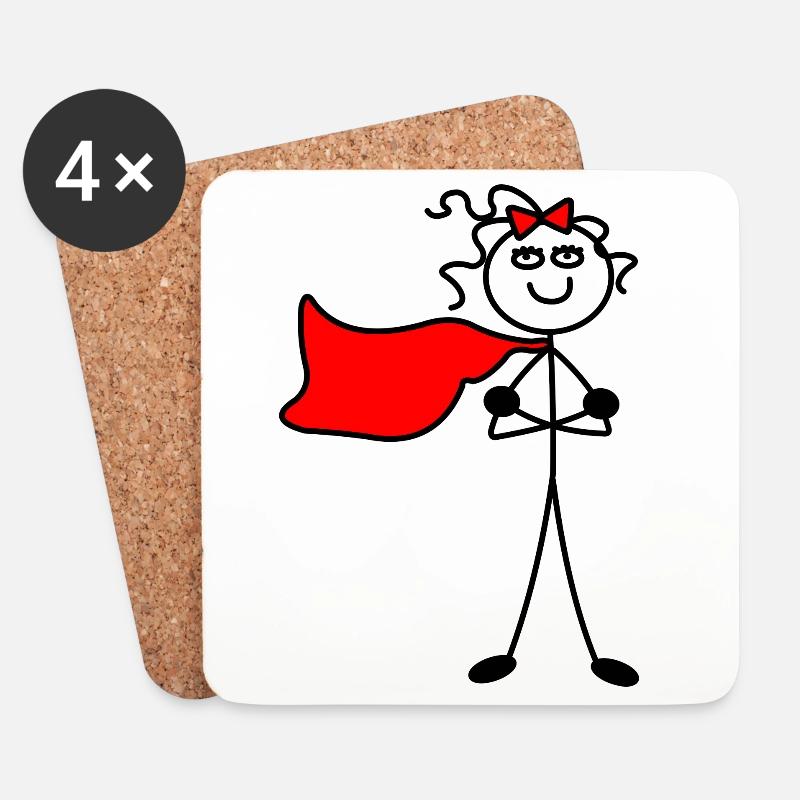 Superwoman oder mit verschränkten Armen - Untersetzer (4er-Set) - Weiß