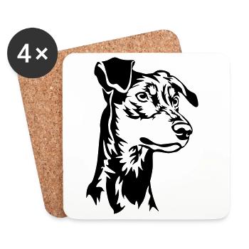 Deutscher Pinscher Kopf - Untersetzer (4er-Set) - Weiß - Vorne