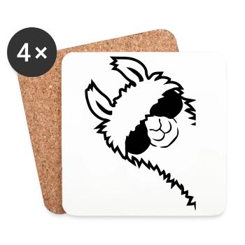 L'alpaga regarde de côté - Dessous de verre (lot de 4) - blanc - Devant
