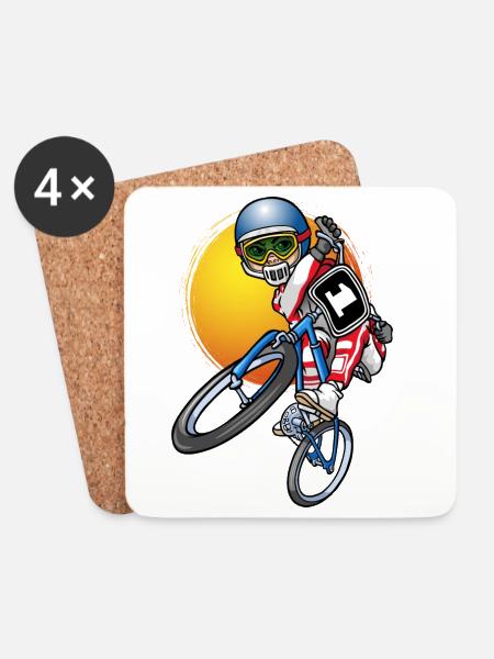 BMX-Fahrer - Untersetzer (4er-Set) - Weiß