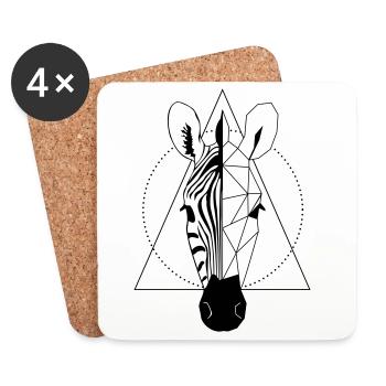 Zèbre - Dessous de verre (lot de 4) - blanc - Devant