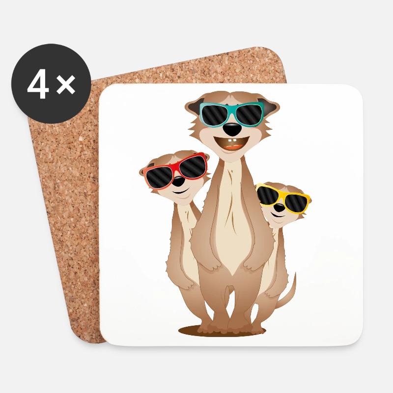 coole Erdmännchen Gruppe mit Sonnenbrillen - Untersetzer (4er-Set) - Weiß