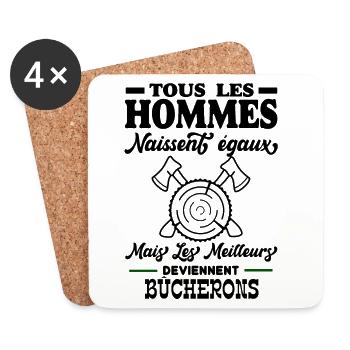 Bûcherons - Dessous de verre (lot de 4) - blanc - Devant