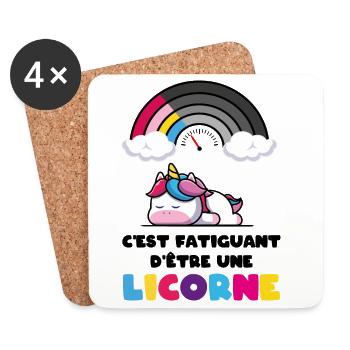 C'est fatiguant d'être une licorne Humour Fille - Dessous de verre (lot de 4) - blanc - Devant