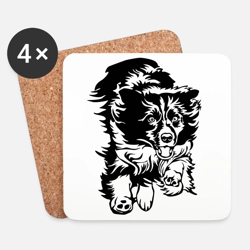 Border Collie - Untersetzer (4er-Set) - Weiß