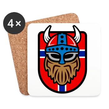 Logo viking cool avec drapeau norvégien - Dessous de verre (lot de 4) - blanc - Devant