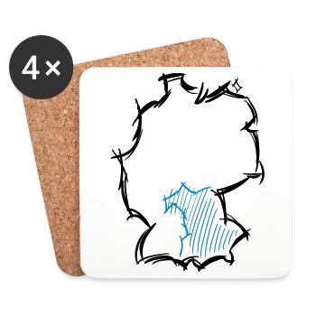 Bavaria Map hand-drawn, Map, Bavarian - Coasters (set of 4) - white - Front