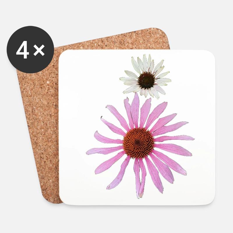 Der Sonnenhut (Enchinacea) - Untersetzer (4er-Set) - Weiß