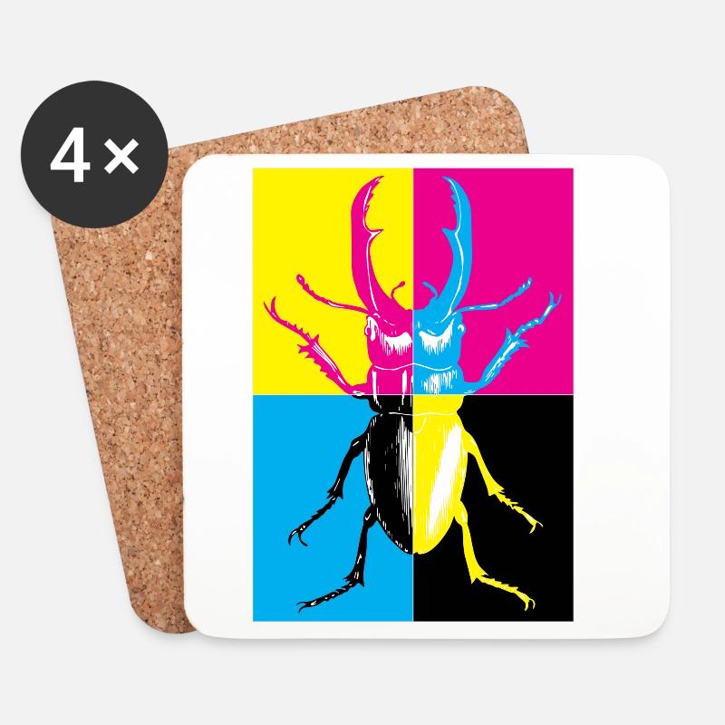 Estilo Pop Art con Escarabajo de Colores - Untersetzer (4er-Set) - Weiß