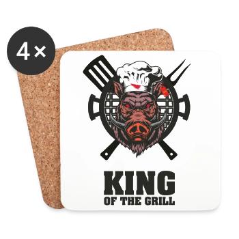 KÖNIG DES GRILLS - Untersetzer (4er-Set) - Weiß - Vorne