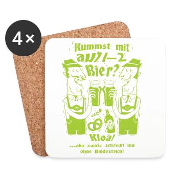 Lustige Biertrinker - Untersetzer (4er-Set) - Weiß - Vorne