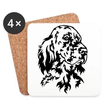 Tête de setter anglais - Dessous de verre (lot de 4) - blanc - Devant