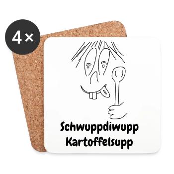 Schwuppdiwupp Kartoffelsupp, wenn s schnell geht! - Untersetzer (4er-Set) - Weiß - Vorne