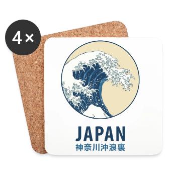 Kanagawa, Japon - Dessous de verre (lot de 4) - blanc - Devant