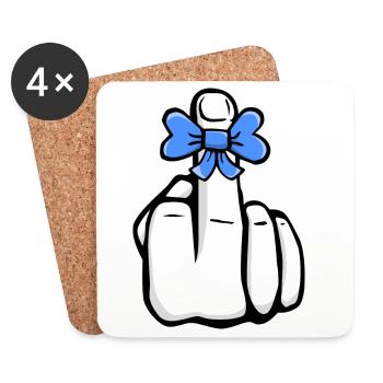 Hand Fuck You! Mittelfinger! süß cool Symbol - Untersetzer (4er-Set) - Weiß - Vorne