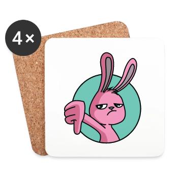Rabbit thumbs down - Coasters (set of 4) - white - Front