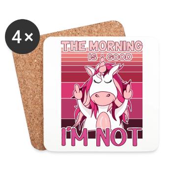 La licorne maléfique montre le majeur. Grouch du matin - Dessous de verre (lot de 4) - blanc - Devant