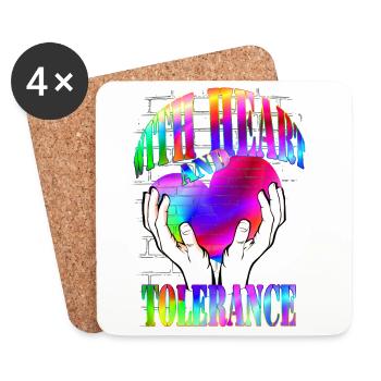 with heart and tolerance rainbow - Coasters (set of 4) - white - Front