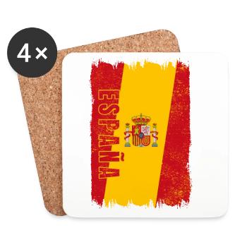 Drapeau de l'Espagne - Dessous de verre (lot de 4) - blanc - Devant
