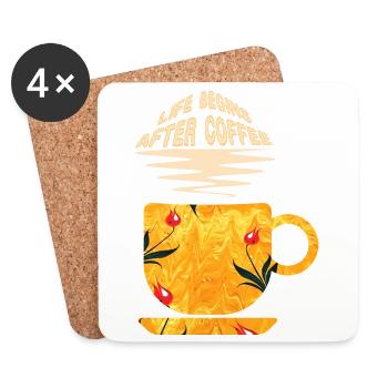 la vie commence après le café e 271 - Dessous de verre (lot de 4) - blanc - Devant
