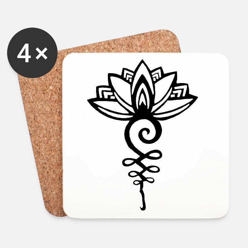 Ewiger schwarzer Lotus - Untersetzer (4er-Set) - Weiß