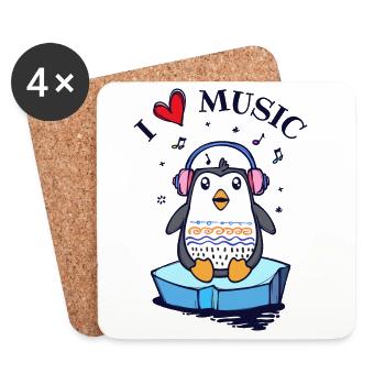 Seabird Cool Heart Penguin Animal Statement - Coasters (set of 4) - white - Front