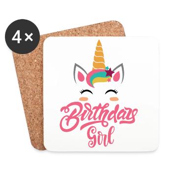 Birthday Girl Unicorn Rainbow - Coasters (set of 4) - white - Front