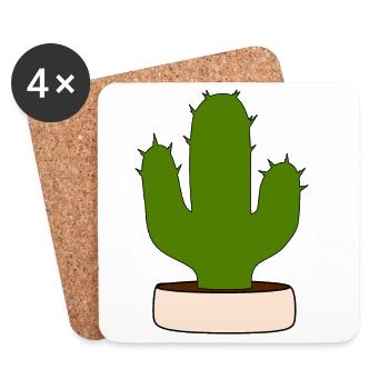 Cactus, cactus, plantes succulentes, plantes - Dessous de verre (lot de 4) - blanc - Devant