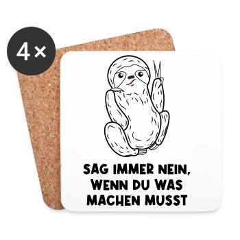 Humorvoll Faul Tier Faultier Statement Säugetier - Untersetzer (4er-Set) - Weiß - Vorne