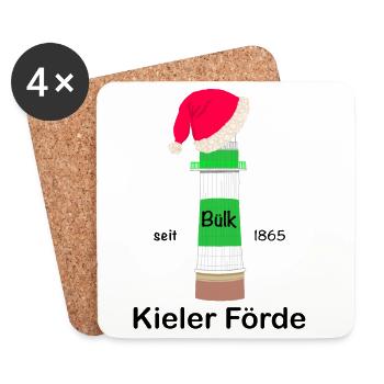 Weihnachten, Ostsee, Kieler Förde, Leuchtturm Bülk - Untersetzer (4er-Set) - Weiß - Vorne