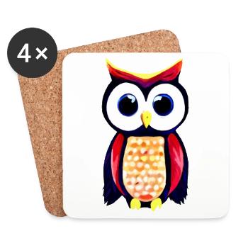 Owl with big curious eyes - Coasters (set of 4) - white - Front