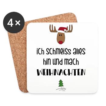 Lustige Geschenkidee zu Weihnachten - Untersetzer (4er-Set) - Weiß - Vorne
