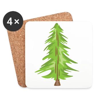 Christmas Tree Christmas Forest Tree Trees - Coasters (set of 4) - white - Front