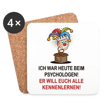 Ich war heute beim Psychologen - Untersetzer (4er-Set) - Weiß - Vorne