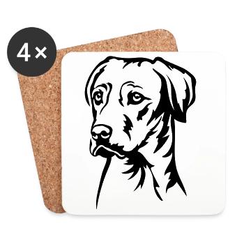 Rhodesian Ridgeback Head - Dessous de verre (lot de 4) - blanc - Devant