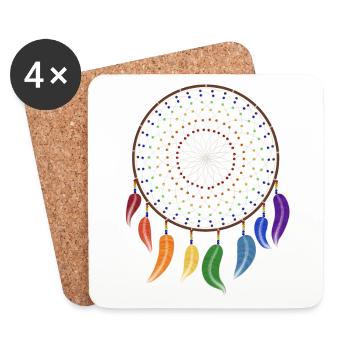 Traumfänger Regenbogen Chakra - Untersetzer (4er-Set) - Weiß - Vorne