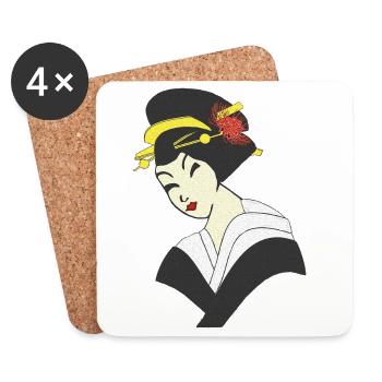 japanische tradition, japanische frau - Untersetzer (4er-Set) - Weiß - Vorne