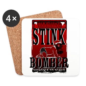 Warnung Stinkbomber unterwegs Baby Windel Maske - Untersetzer (4er-Set) - Weiß - Vorne