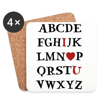 Alphabet I Love You - Coasters (set of 4) - white - Front
