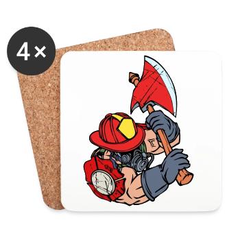 Professional fire brigade fire brigade firefighter helmet rescuer - Coasters (set of 4) - white - Front