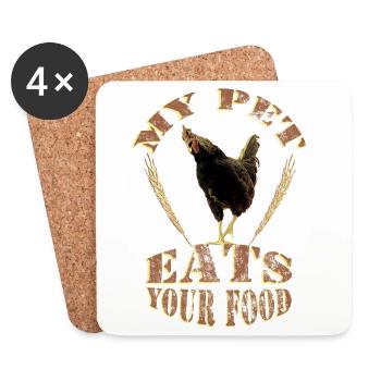 Poulet - mon animal mange votre nourriture - Dessous de verre (lot de 4) - blanc - Devant