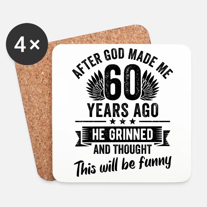60. Geburtstag als Gott mich vor 60 Jahren schuf - Untersetzer (4er-Set) - Weiß
