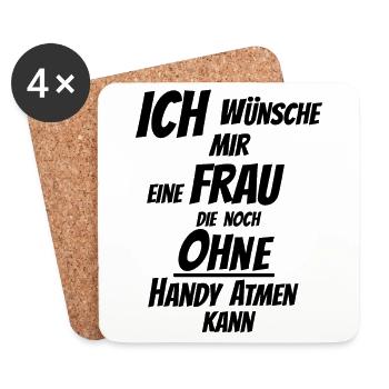 Handy - suche echte Frau - Untersetzer (4er-Set) - Weiß - Vorne